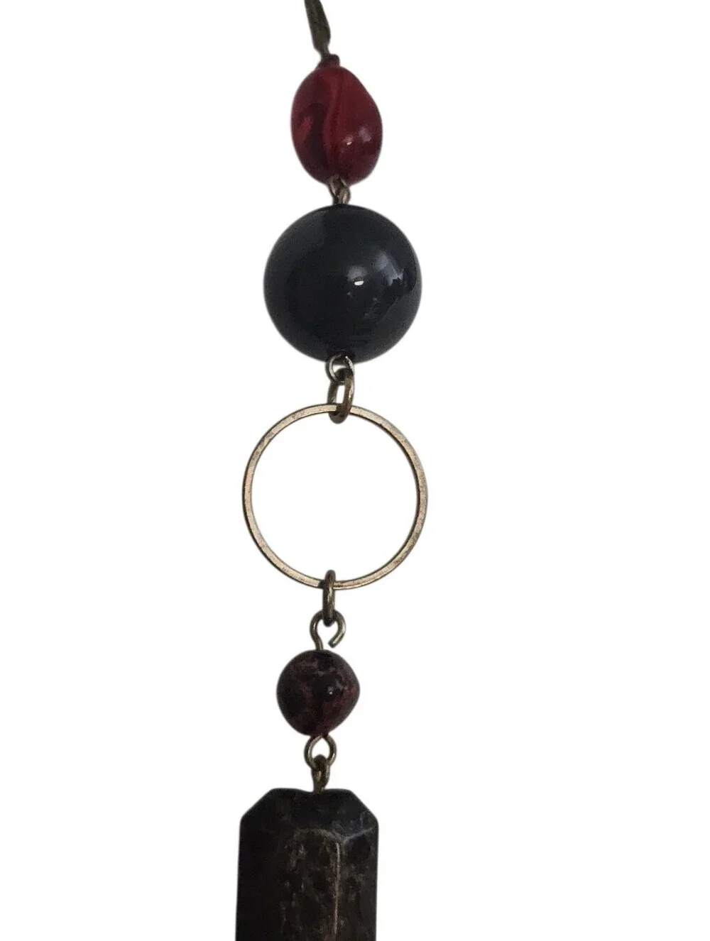 Lia Sophia Bronze Necklace Multi Color Faceted Beaded Red Black